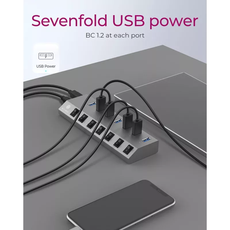 ICY BOX IB-HUB1701-C3 USB 3.2 Gen 1 (3.1 Gen 1) Type-B 5000 Mbit/s ανθρακί