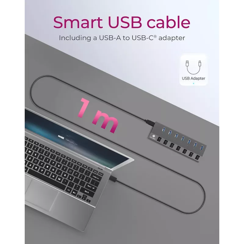ICY BOX IB-HUB1701-C3 USB 3.2 Gen 1 (3.1 Gen 1) Type-B 5000 Mbit/s ανθρακί