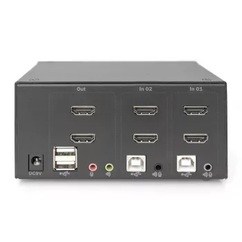 DIGITUS KVM Switch, 2 Θύρες, Dual Display, 4K, HDMI