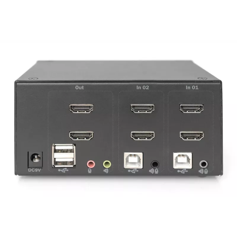 DIGITUS KVM Switch, 2 Θύρες, Dual Display, 4K, HDMI