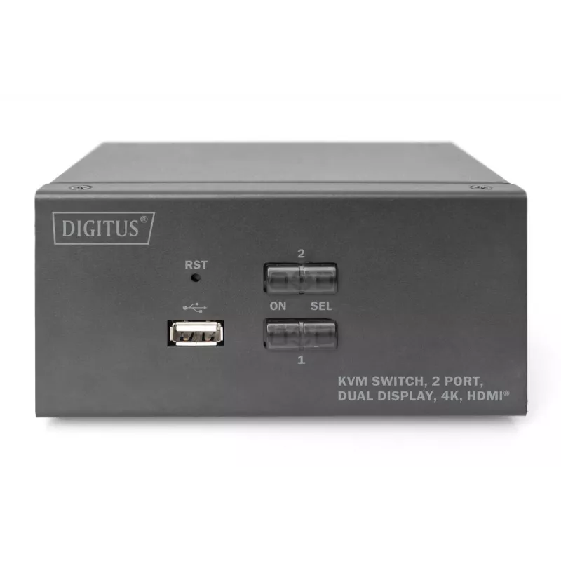 DIGITUS KVM Switch, 2 Θύρες, Dual Display, 4K, HDMI