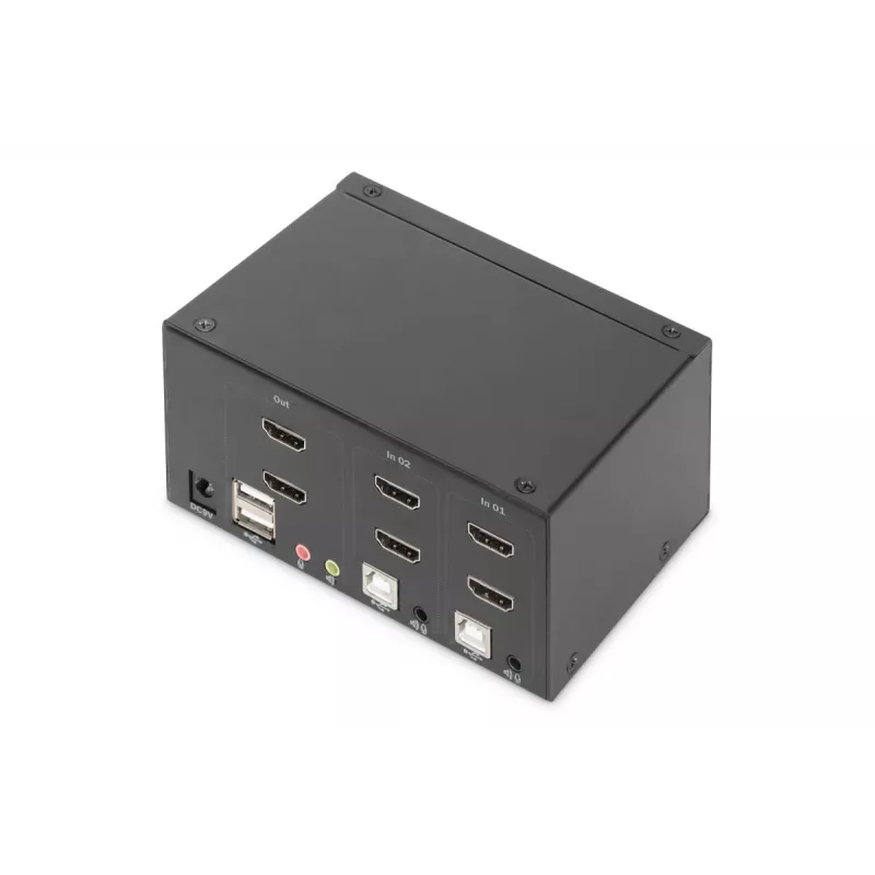 DIGITUS KVM Switch, 2 Θύρες, Dual Display, 4K, HDMI