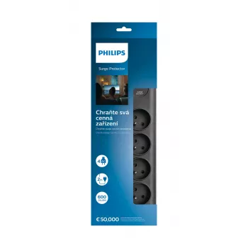 Philips SPN7080BA/60 Προστασία υπέρτασης Μαύρο 8 έξοδοι AC 2 m