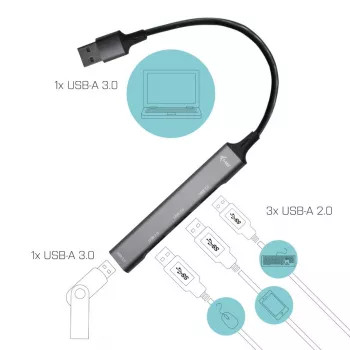 i-tec Μεταλλικό USB 3.0 HUB 1x USB 3.0 + 3x USB 2.0