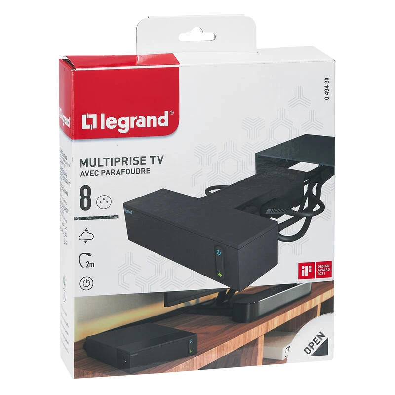Legrand 049430 πολύπριζο 2 m 8 πρίζες εσωτερικού χώρου μαύρο