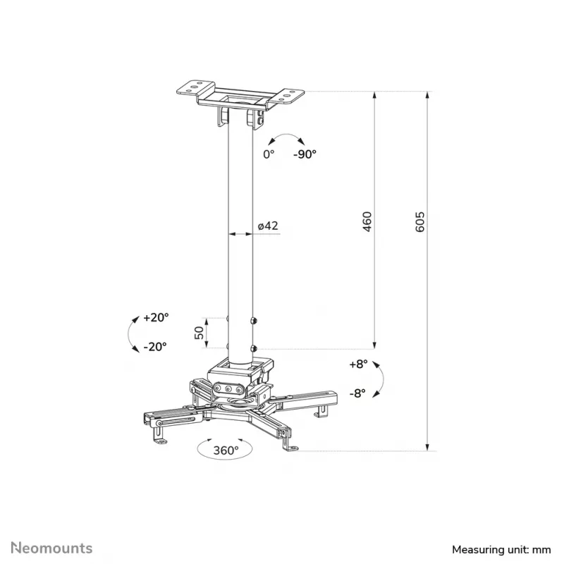 Βάση οροφής Neomounts CL25-540BL1 μαύρο 35 kg