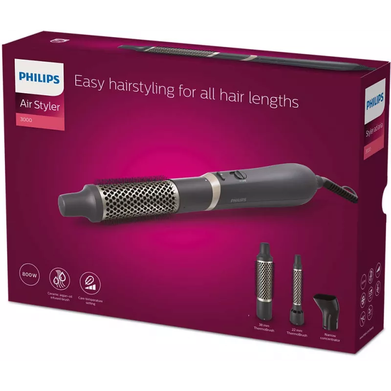 Philips 3000 series BHA301/00 Εργαλείο styling μαλλιών Σετ styling μαλλιών Θερμό Μαύρο 800 W 1,8 m