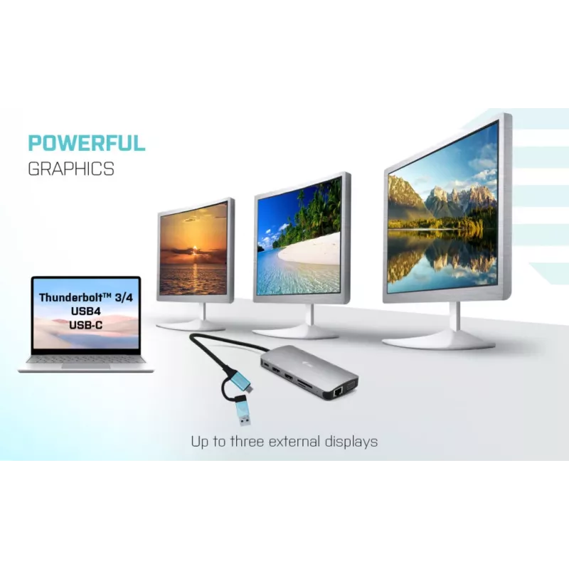 i-tec USB 3.0 USB-C/Thunderbolt 3x Display Metal Nano Dock με LAN + Power Delivery 100 W