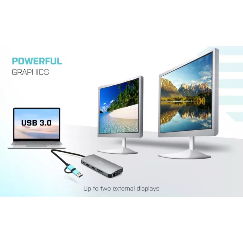i-tec USB 3.0 USB-C/Thunderbolt 3x Display Metal Nano Dock με LAN + Power Delivery 100 W