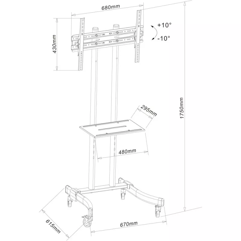 Techly ICA-TR23 Έπιπλο TV/Κέντρο ψυχαγωγίας 1 ράφι