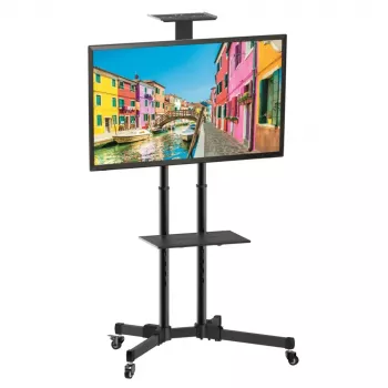 Βάση δαπέδου TECHLY ICA-TR16T για οθόνες 37 έως 70 ίντσες, VESA 200x200–600x400, έως 50 kg, ρυθμιζόμενη σε ύψος, τροχοί, κλίση ±10° (μαύρο)