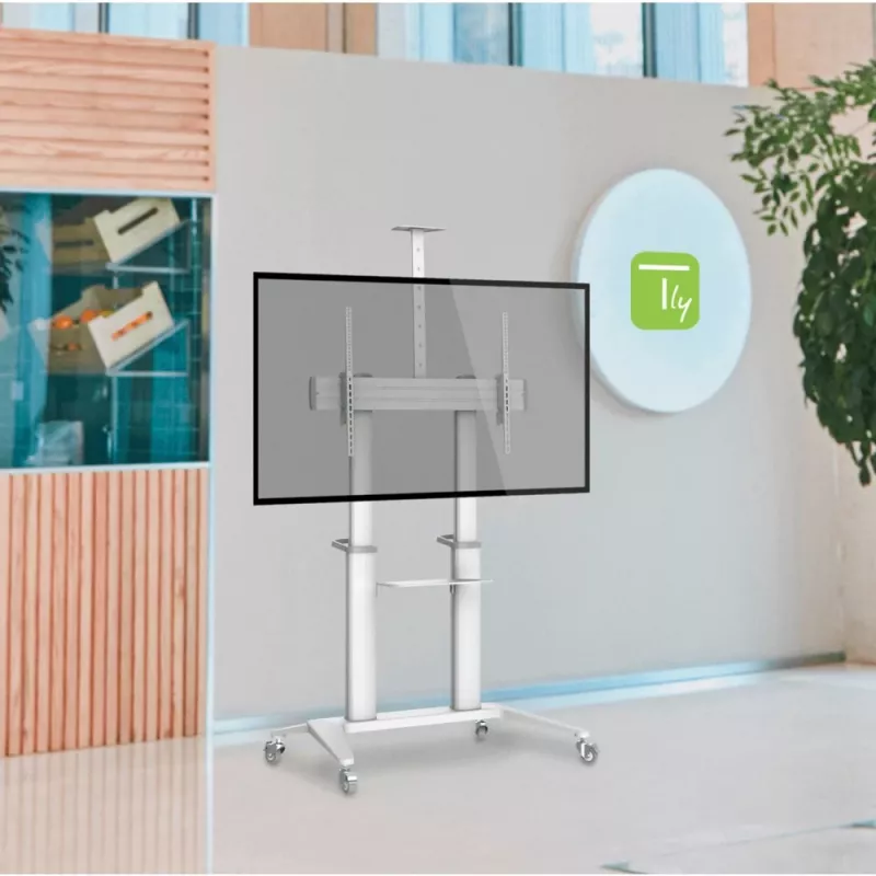 Techly ICA-TR49W Καροτσάκι/Βάση πολυμέσων λευκό για επίπεδη οθόνη