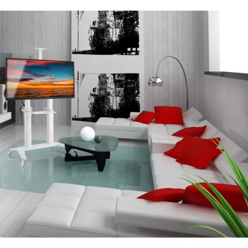Techly ICA-TR49W Καροτσάκι/Βάση πολυμέσων λευκό για επίπεδη οθόνη