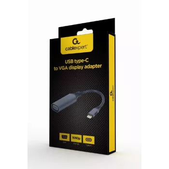 Αντάπτορας οθόνης GEMBIRD USB Type-C σε VGA, 15 cm, Space Grey