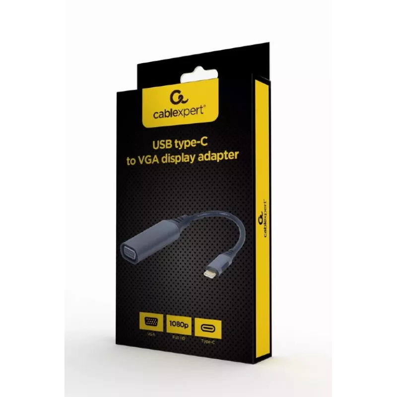 Αντάπτορας οθόνης GEMBIRD USB Type-C σε VGA, 15 cm, Space Grey