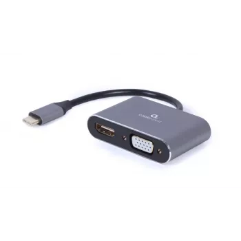 Αντάπτορας οθόνης GEMBIRD Alt-DP USB Type-C σε HDMI + VGA – Space Grey