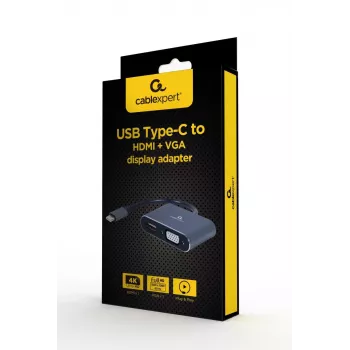 Αντάπτορας οθόνης GEMBIRD Alt-DP USB Type-C σε HDMI + VGA – Space Grey