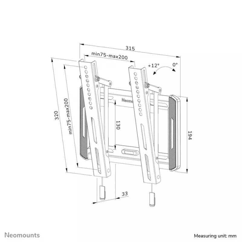 Βάση τοίχου TV Neomounts WL35-550BL12 Max 40kg 24-55in Μαύρο