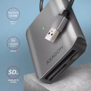 Axagon CRE-S3 Εξωτερικός USB-A 3.2 Gen 1 3-Slot & LUN SD/microSD/CF αναγνώστης καρτών USB 3.2 Gen 1 (3.1 Gen 1) Type-A γκρι