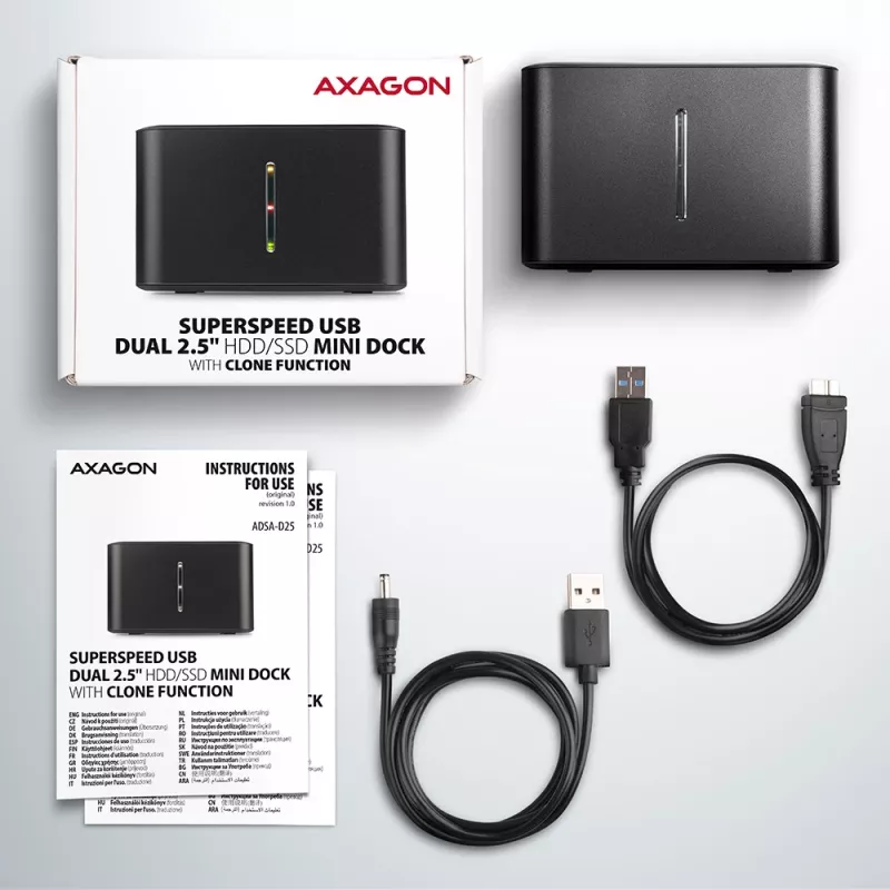 Axagon ADSA-D25 SuperSpeed USB DUAL 2.5 ίντσες SSD/HDD MINI Docking Station