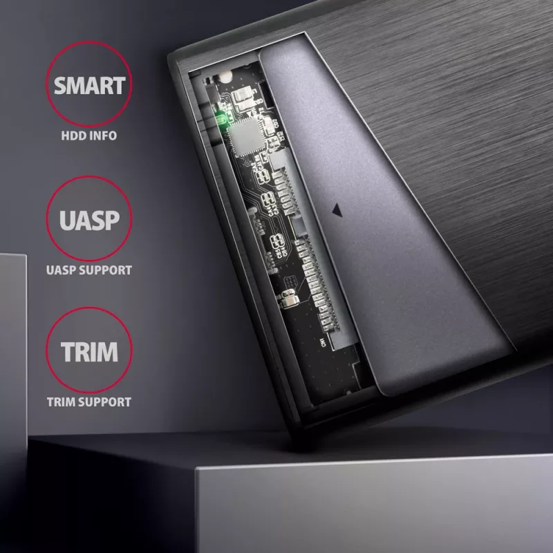 Θήκη HDD/SSD 2,5 ιντσών AXAGON EE25-A6C — SATA, USB 3.2 Gen 1 (Type-C & Type-A), αλουμίνιο, μαύρο