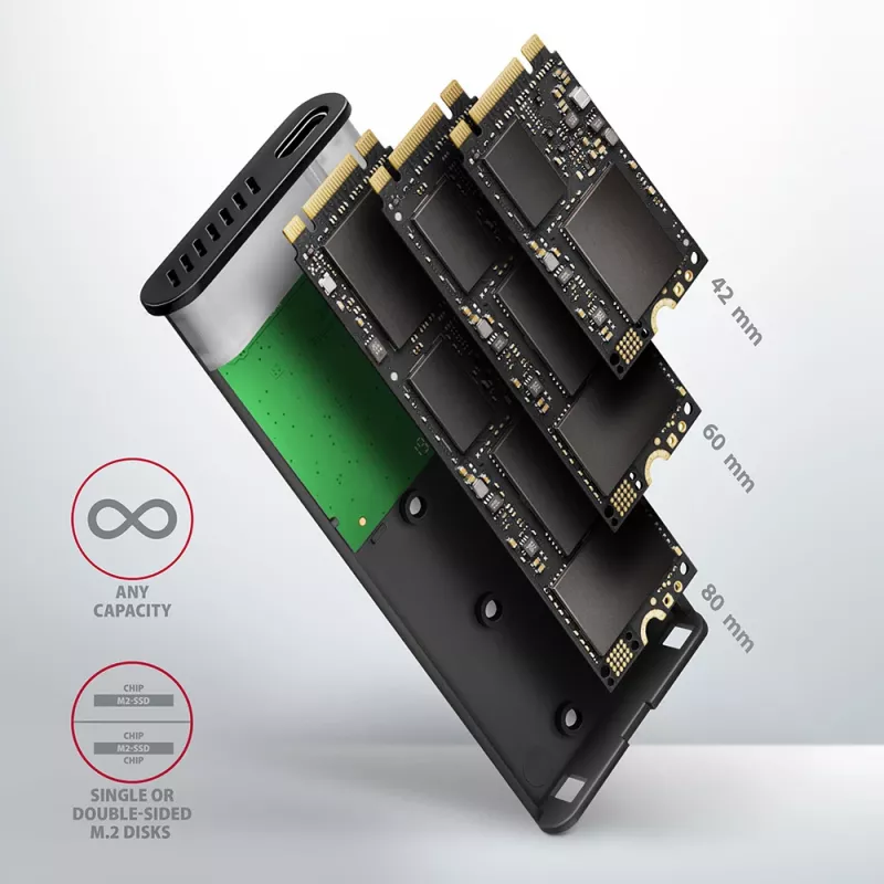 Θήκη SSD Axagon EEM2-SBC USB-C 3.2 Gen 2 μαύρο M.2