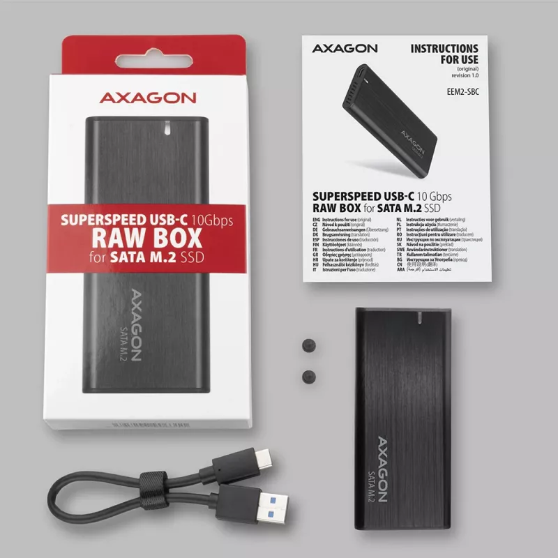 Θήκη SSD Axagon EEM2-SBC USB-C 3.2 Gen 2 μαύρο M.2