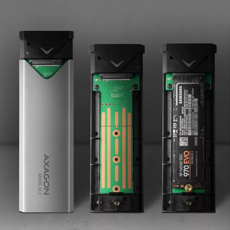 Axagon EEM2-UG2 Εξωτερική USB-C 10Gbps μεταλλική θήκη για M.2 NVMe SSD δίσκους. ασημί