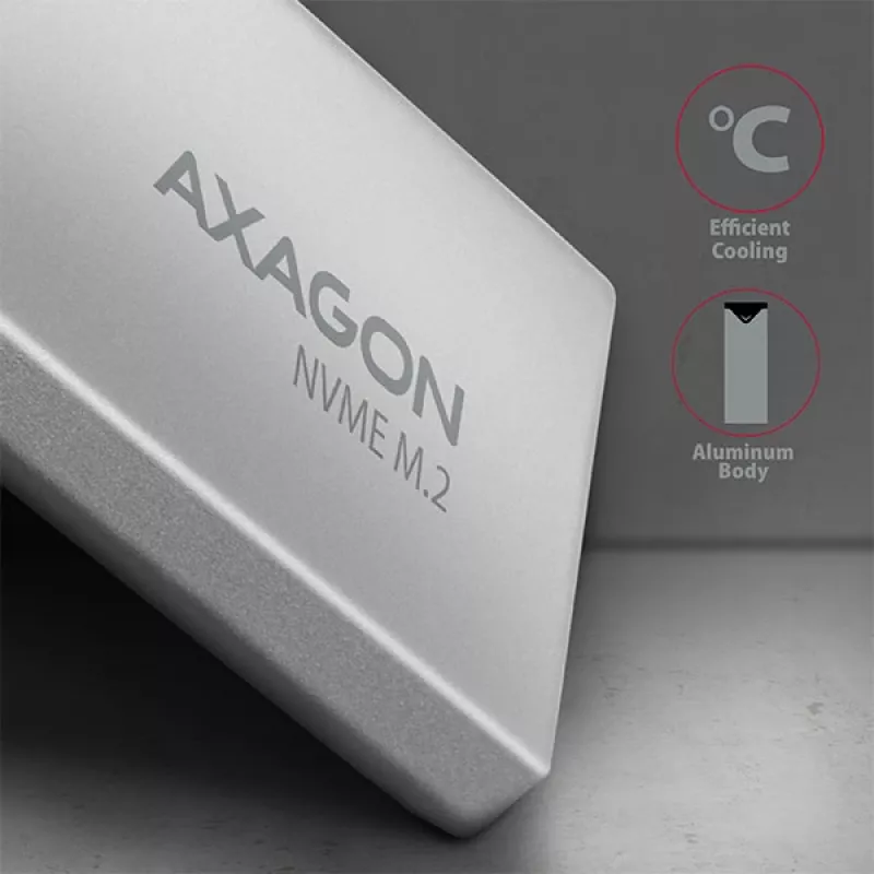 Axagon EEM2-UG2 Εξωτερική USB-C 10Gbps μεταλλική θήκη για M.2 NVMe SSD δίσκους. ασημί