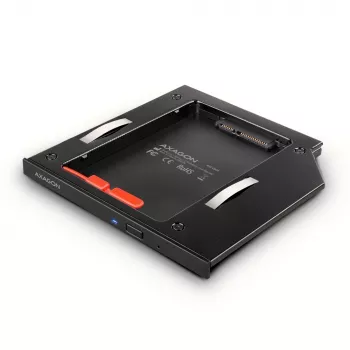 Axagon RSS-CD09 Πλαίσιο τοποθέτησης SSD/HDD 2,5 ιντσών για υποδοχή DVD 9,5 mm LED ALU Κάρτες διασύνδεσης/Προσαρμογείς Εσωτερικό SATA
