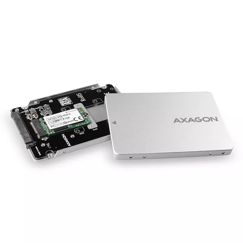 Axagon RSS-M2SD SATA - M.2 SATA SSD, εσωτερικό κουτί 2,5 ιντσών ALU, ασημί