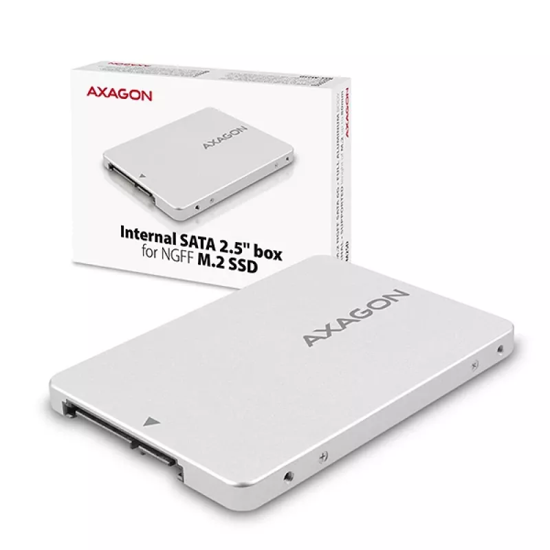 Axagon RSS-M2SD SATA - M.2 SATA SSD, εσωτερικό κουτί 2,5 ιντσών ALU, ασημί