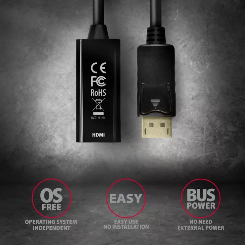 Axagon RVD-HI14N DisplayPort -> HDMI 1.4 προσαρμογέας 4K/30Hz
