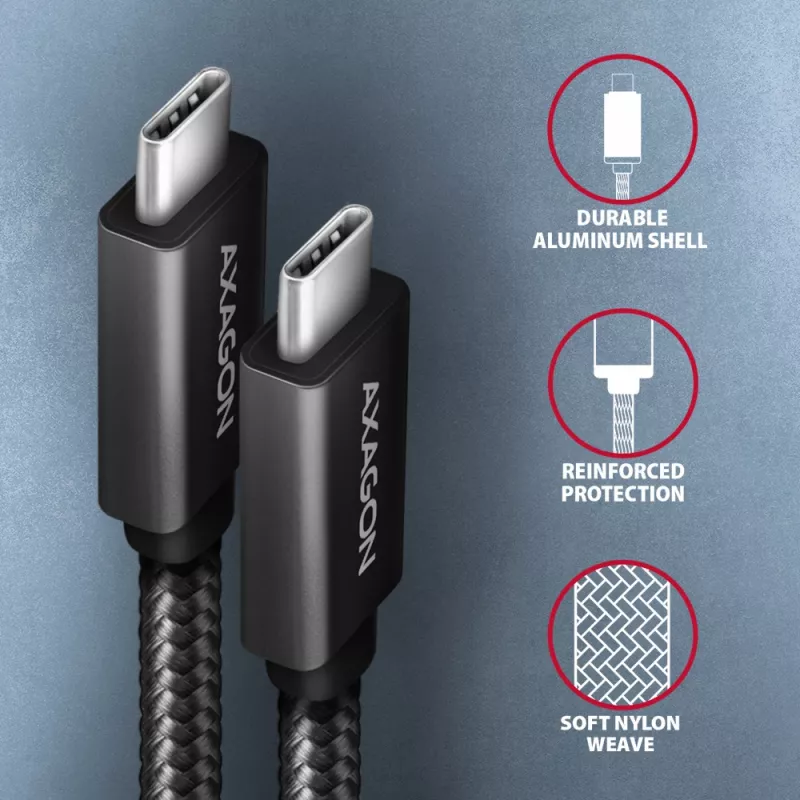 Axagon BUCM32-CM20AB SPEED+ USB-C USB 20Gbps/100W καλώδιο 2 m