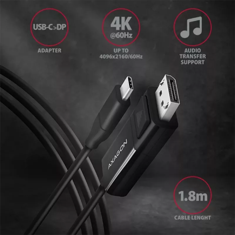 Axagon RVC-DPC USB-C -> DisplayPort καλώδιο 1,8m 4K/60Hz
