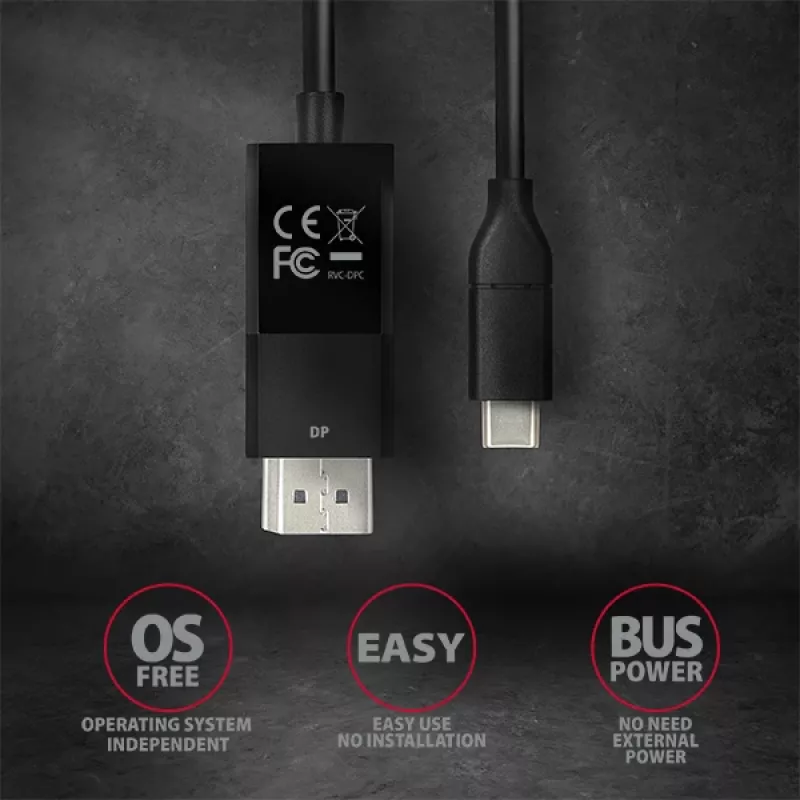 Axagon RVC-DPC USB-C -> DisplayPort καλώδιο 1,8m 4K/60Hz
