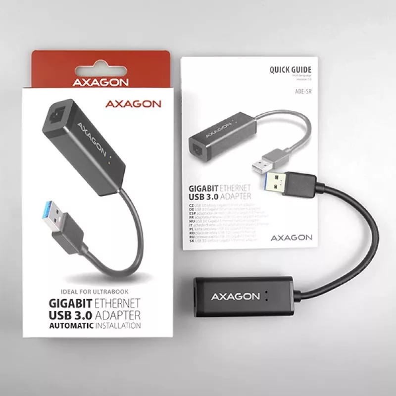 Axagon ADE-SR USB-A Gigabit Ethernet προσαρμογέας, ενσύρματος, USB, Ethernet, 1000 Mbit/s, μαύρο
