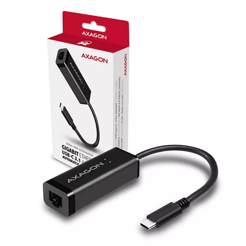 Axagon ADE-SRC USB-C Gigabit Ethernet προσαρμογέας, ενσύρματος, USB Type-C, Ethernet, 1000 Mbit/s, μαύρο
