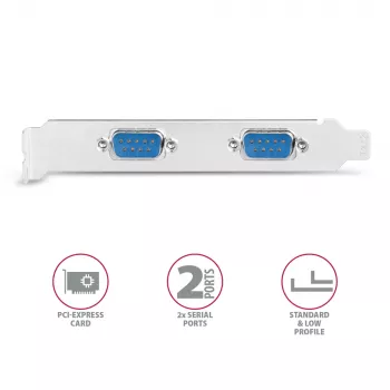 Axagon PCEA-S2N PCIe - 2x σειριακές θύρες 250 kbps Adapter με SP & LP