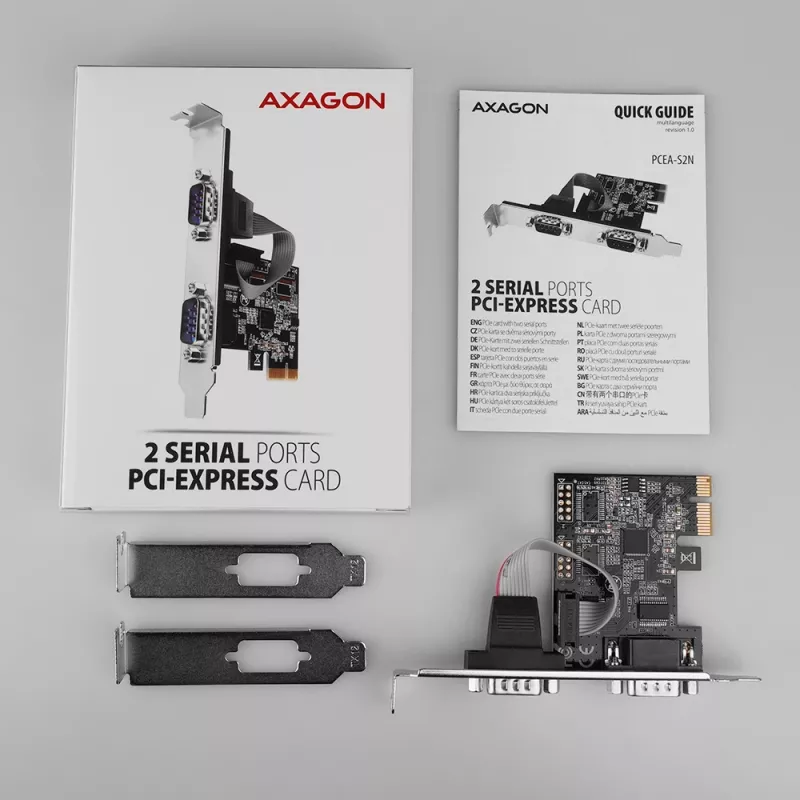 Axagon PCEA-S2N PCIe - 2x σειριακές θύρες 250 kbps Adapter με SP & LP