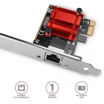Εσωτερική κάρτα δικτύου AXAGON PCEE-GIX — PCI Express, Ethernet, 5000 Mbit/s, IEEE 802.3/802.3ab/802.3u