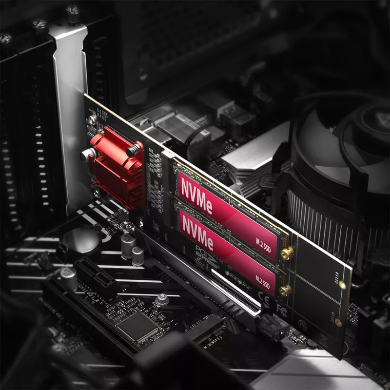 Axagon PCEM2-ND PCIe x8 - Διπλός M.2 NVMe M-Key Slot Adapter, RAID, Dataswitch, με SP & LP