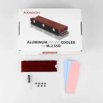 Axagon CRL-M2 Παθητική ψύκτρα αλουμινίου για όλους τους M.2 SSD, μέγεθος 2280, ύψος 12 mm.