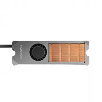 Axagon CLR-M2FAN Χάλκινη ψύκτρα με ανεμιστήρα για μονόπλευρους και αμφίπλευρους δίσκους M.2-SSD, μέγεθος 2280, ύψος 13 mm.