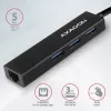 Axagon HMA-GL3A Multiport Hub USB 3.0 τύπου A Gbit-LAN 3x USB-A microSD Ενσύρματο USB 3.2 Gen 1 (3.1 Gen 1) Type-A Μαύρο