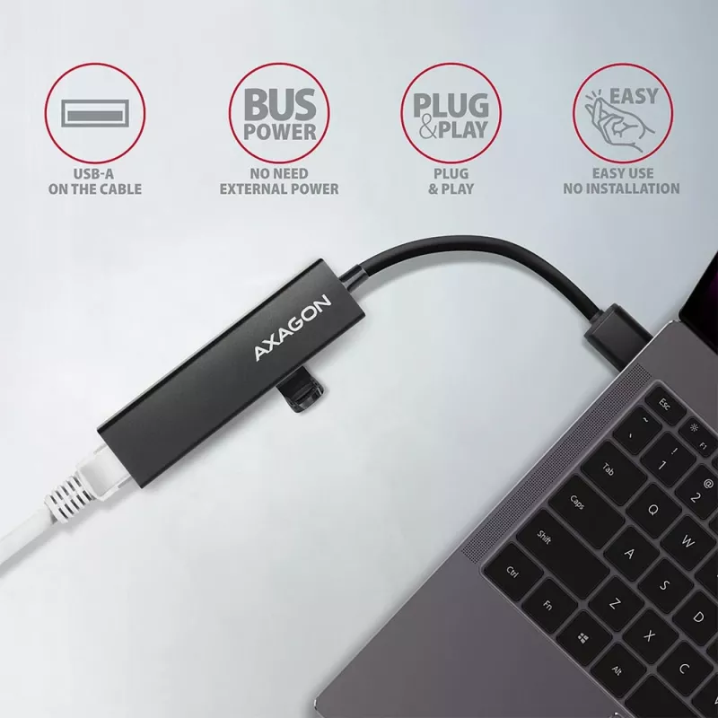 Axagon HMA-GL3A Multiport Hub USB 3.0 τύπου A Gbit-LAN 3x USB-A microSD Ενσύρματο USB 3.2 Gen 1 (3.1 Gen 1) Type-A Μαύρο