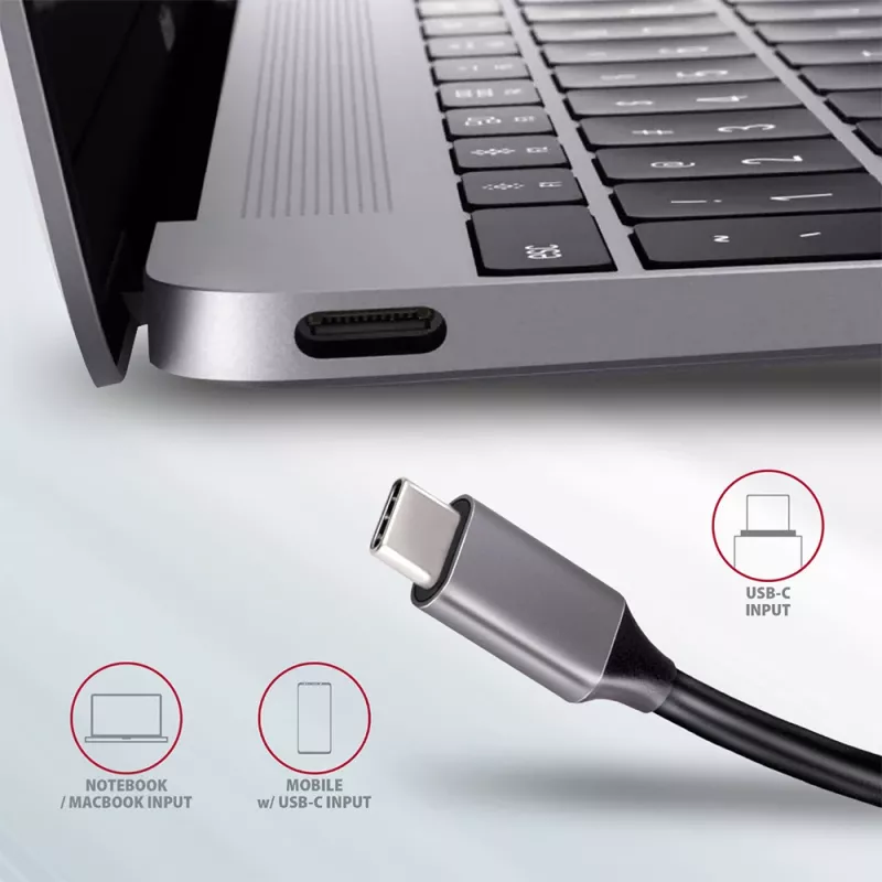 Axagon HMC-5 USB 3.2 Gen 1 Hub, 2x USB-A, HDMI, SD/microSD, PD 100W, καλώδιο USB-C 20 cm