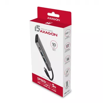Axagon HMC-5G2 USB 10Gbps Hub, 2x USB-A, 2x USB-C, HDMI 4K/60Hz, PD 100W, καλώδιο USB-C