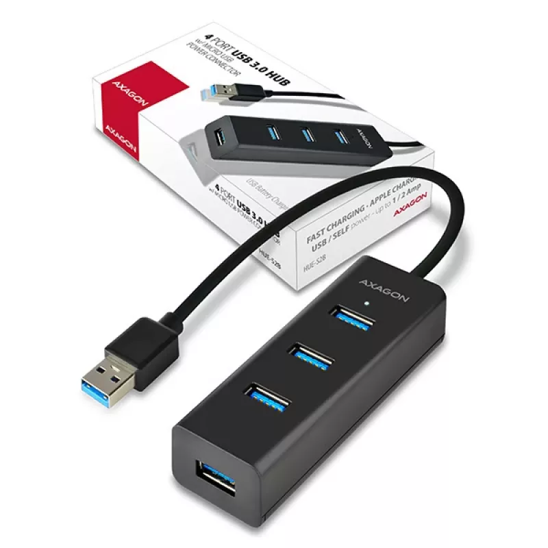 Axagon HUE-S2B 4x USB 3.0 CHARGING Hub, τροφοδοσία μέσω Micro-USB