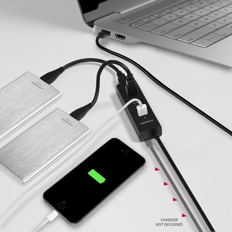 Axagon HUE-S2BL 4x USB 3.0 CHARGING Hub με καλώδιο 1,2 m, τροφοδοσία μέσω Micro-USB